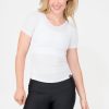 Women R2W FITTED TEE | White Rib Knit - Fitted V Neck Tee