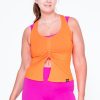 Women R2W TANK TOP | Orange Slinky To Touch - Racer Back Tank Top W/ Cinched Front