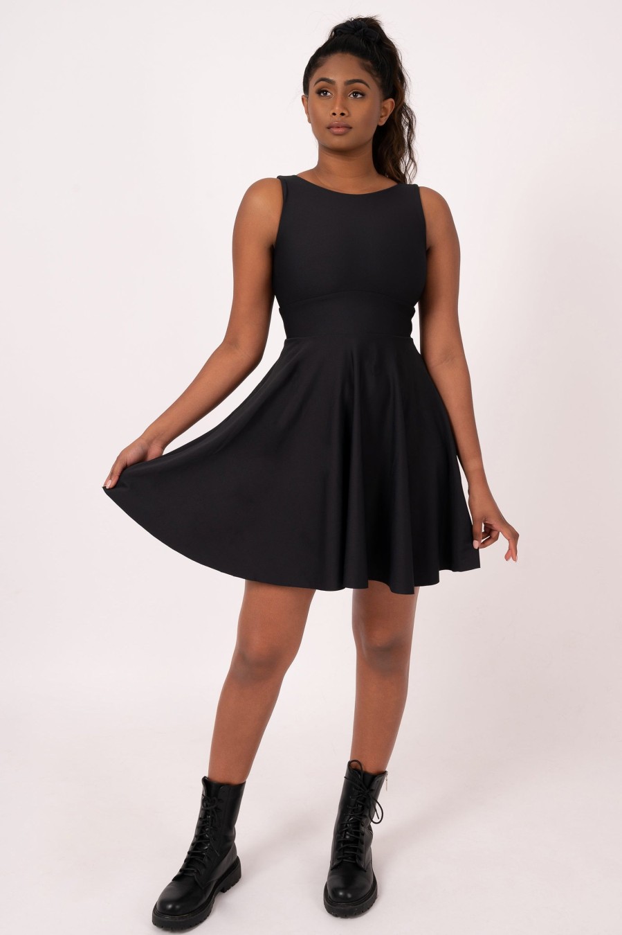 Women R2W DRESS | Black Performance - Reversible Comfort Crop Mini Dress