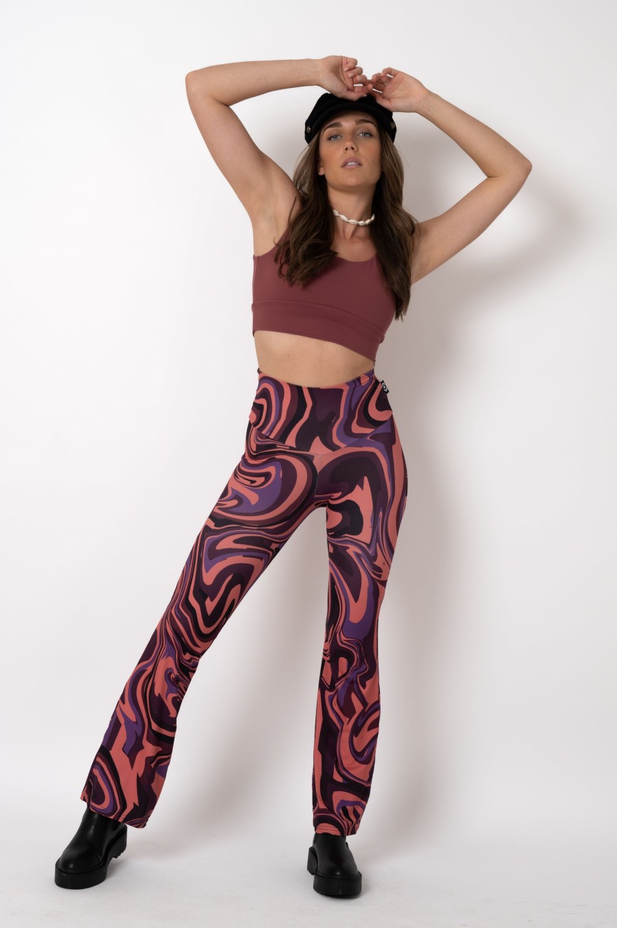 Women R2W BOOTLEG | Stay Wavy Baby Berry Soft To Touch - High Waisted Bootleg Pant