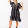 Women R2W DRESS | Jag Swag Black Slinky To Touch - Baby Doll Tiered Mini Dress