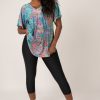 Women R2W BOYFRIEND TEE | Mandala Rainbow Bball Mesh - V Neck Boyfriend Tee