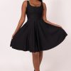 Women R2W DRESS | Black Performance - Scoop Neck Comfort Crop Midi Dress