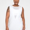 Women R2W BOYFRIEND TEE SLEEVELESS | White Slinky To Touch - Net V Front Sleeveless Boyfriend Tee