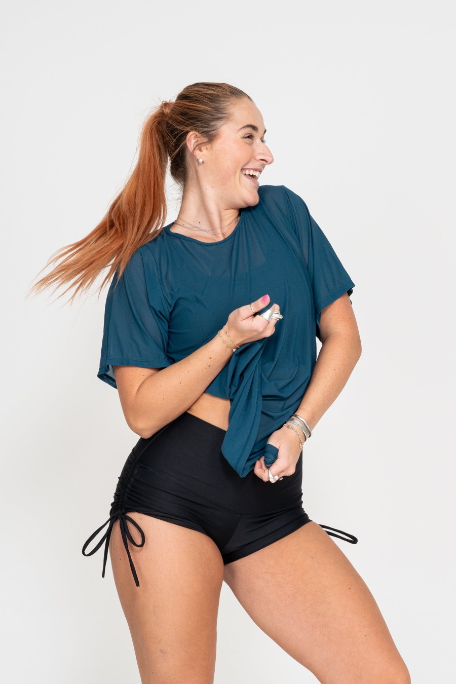 Women R2W BOYFRIEND TEE | Dark Teal Net - Plain Boyfriend Tee