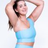 Women R2W CROP TOP | Dusty Pale Blue Performance - One Shoulder Comfort Crop Top