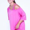 Women R2W OFF THE SHOULDER TEE | Pink Slinky To Touch - Off The Shoulder Tee