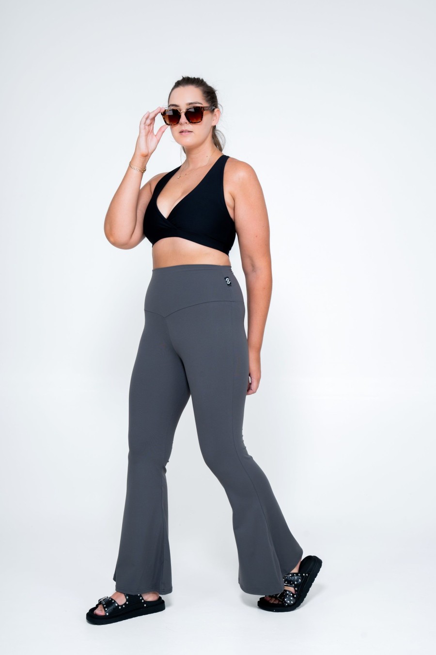 Women R2W BELLS | Dark Charcoal Comfy Cotton - High Waisted Bells