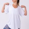 Women R2W BOYFRIEND TEE | White Slinky To Touch - V Neck Boyfriend Tee