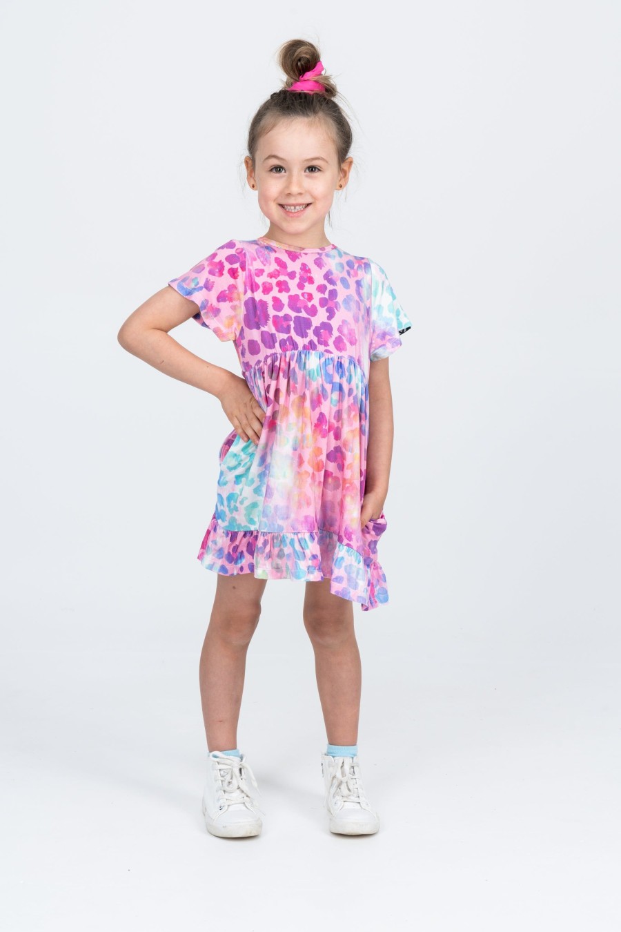 Kids R2W KIDS DRESS | Rainbow Jag Slinky To Touch - Kids Baby Doll Tiered Mini Dress