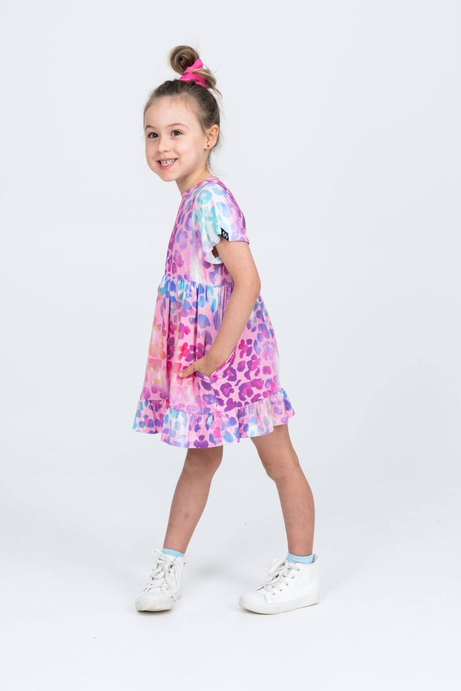 Kids R2W KIDS DRESS | Rainbow Jag Slinky To Touch - Kids Baby Doll Tiered Mini Dress