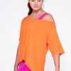 Women R2W OFF THE SHOULDER TEE | Orange Slinky To Touch - Off The Shoulder Tee