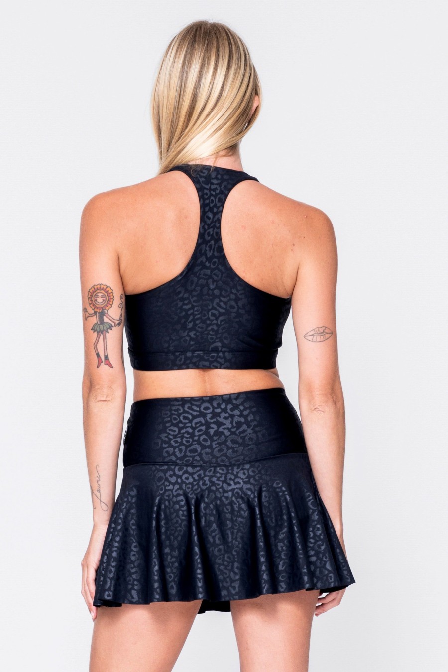 Women R2W SKORTS | Black Exotic Touch Jag - High Waisted Simple Skort