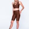 Women R2W LONG SHORTS | Chocolate Performance - Panel Pocket High Waisted Long Shorts