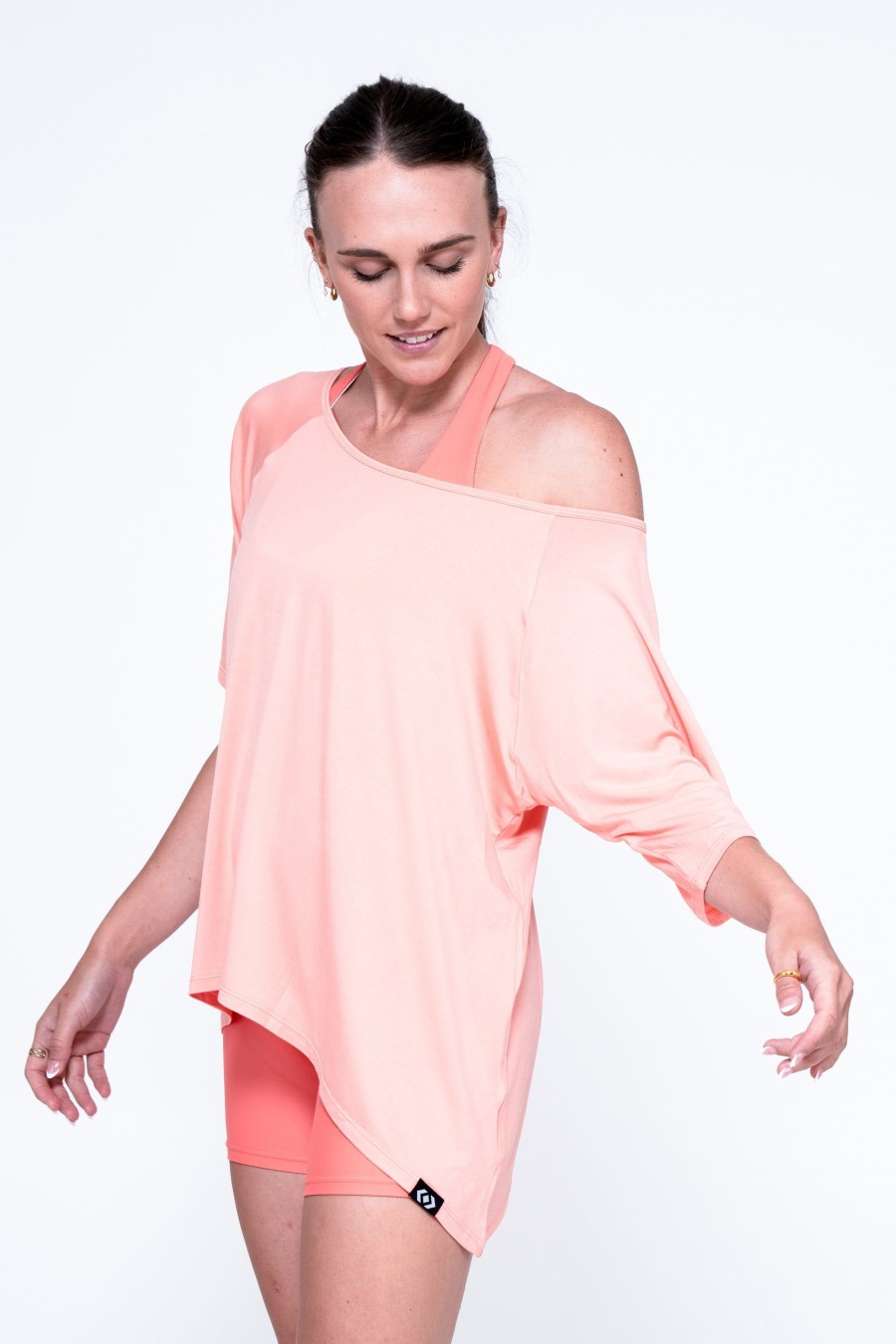 Women R2W OFF THE SHOULDER TEE | Peachy Slinky To Touch - Off The Shoulder Tee