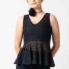 Women R2W BIKINI TOP | Black Bohemian Lace - Reversible Peplum Top