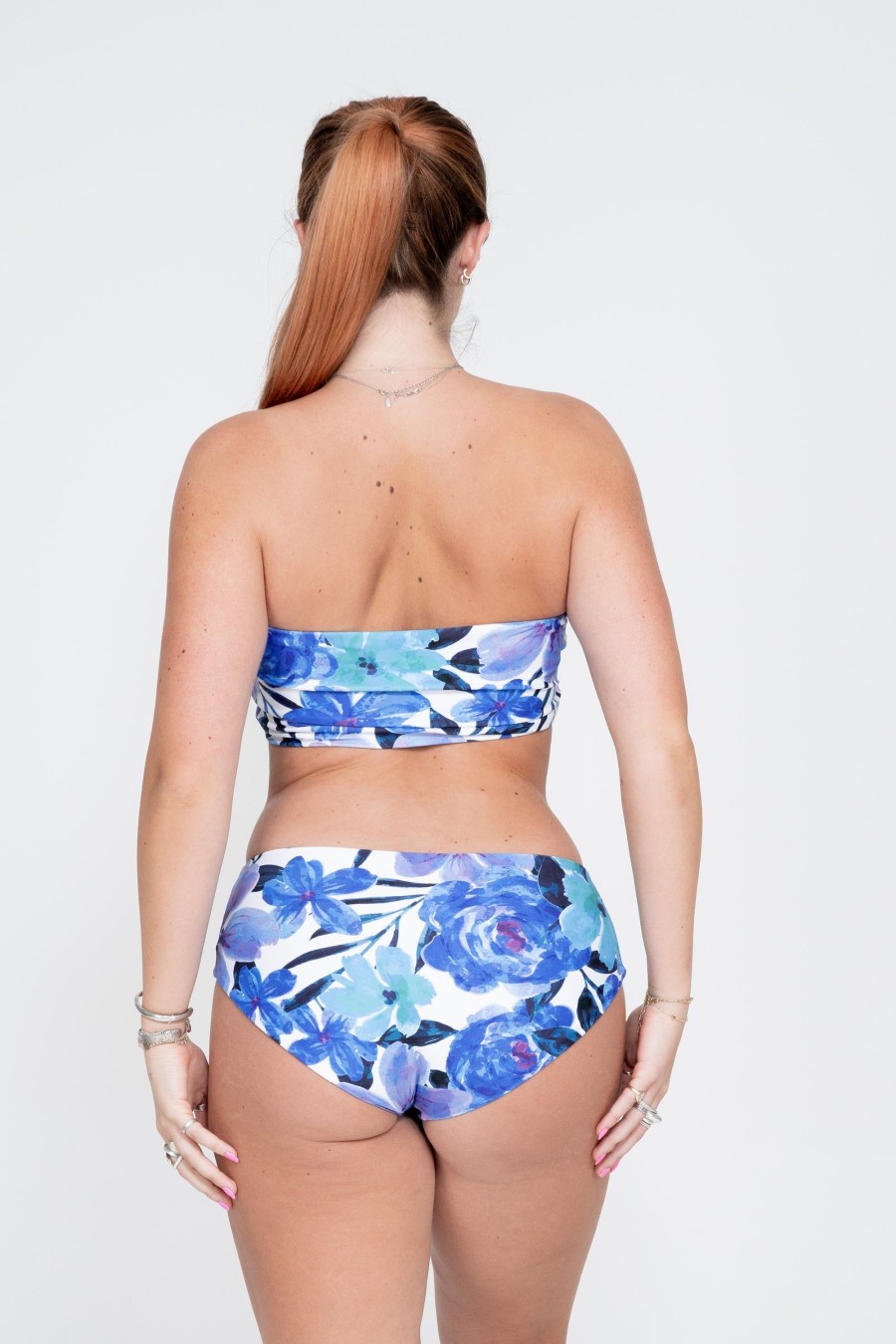 Women R2W BIKINI BOTTOMS | Late Bloomer Blue Performance - Full Coverage Brief Bikini Bottoms