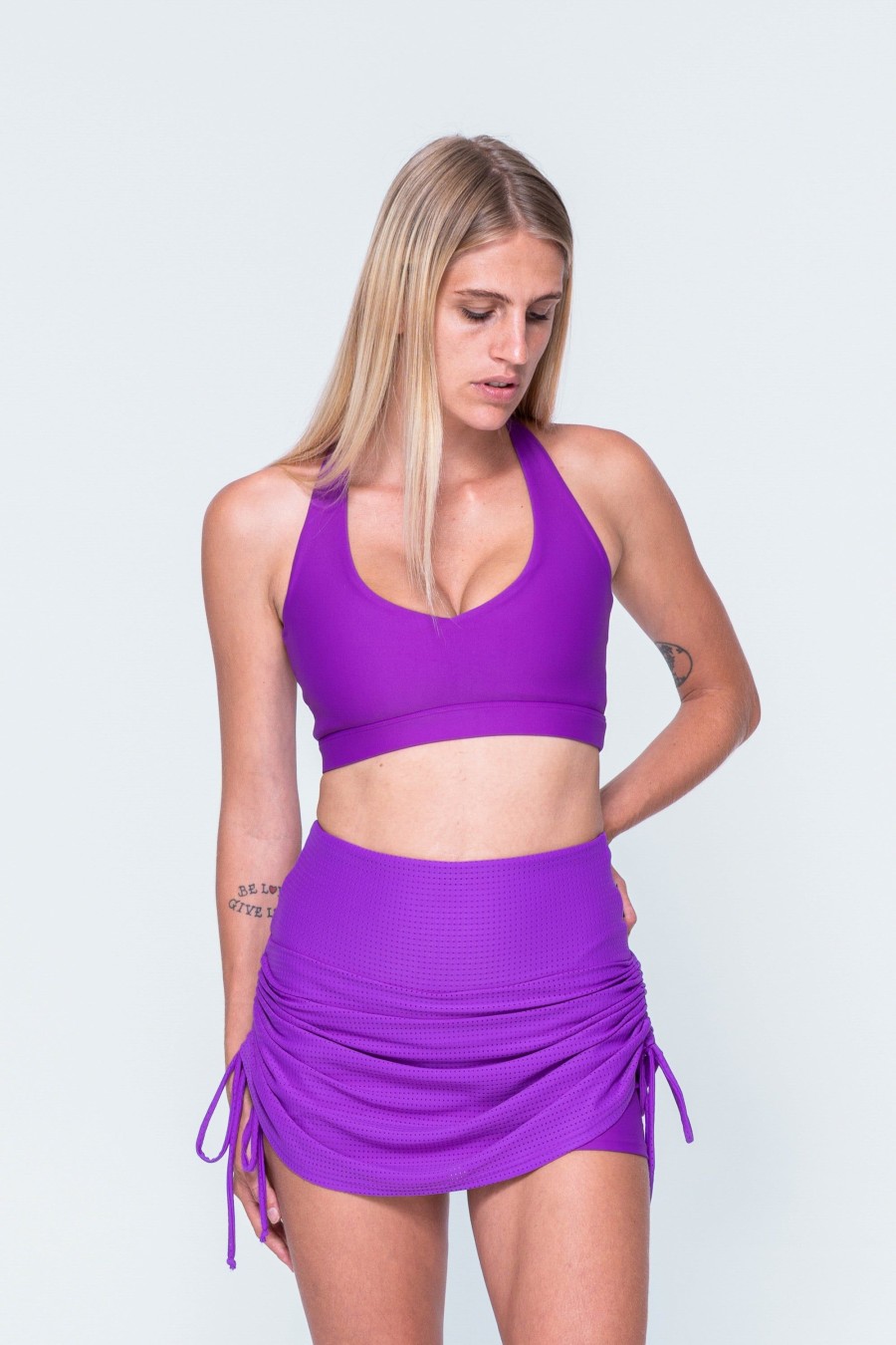 Women R2W SKORTS | Purple Bball Mesh - High Waisted Tie Side Skort