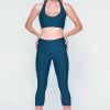 Women R2W CAPRI | Dark Teal Performance - Panel Pocket High Waisted Capri Leggings