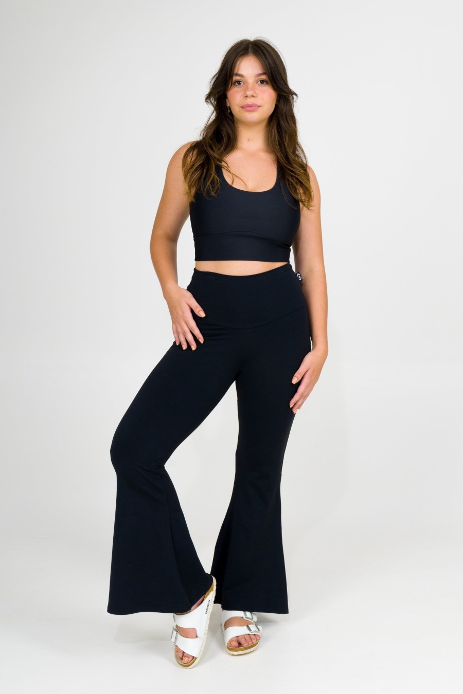 Women R2W BELLS | Black Comfy Cotton - High Waisted Bells