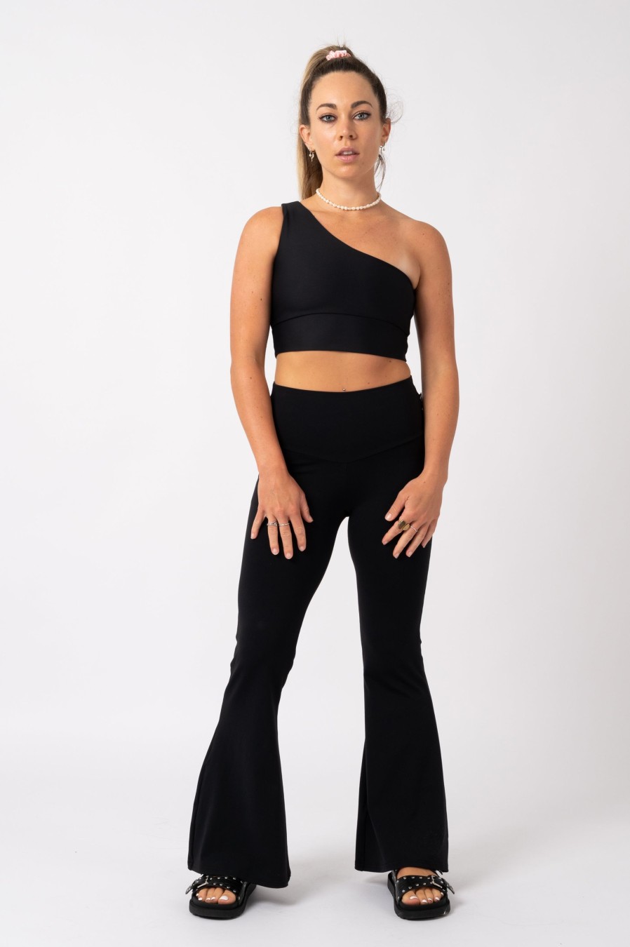 Women R2W BELLS | Black Comfy Cotton - High Waisted Bells