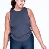 Women R2W TANK TOP | Dark Charcoal Slinky To Touch - Muscle Back Tank W/ Cinched Sides