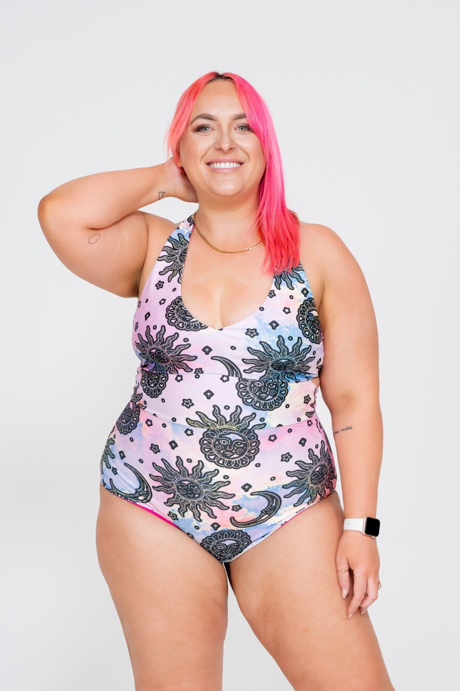 Women R2W SWIM ONE PIECE | Solar Sister Performance - Deep V One Piece W/ Extra Coverage Bottoms