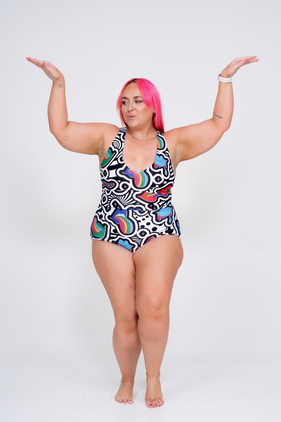 Women R2W SWIM ONE PIECE | Excuse My French Performance - Deep V One Piece W/ Extra Coverage Bottoms