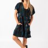 Women R2W DRESS | Rock Around The Peacock Slinky To Touch - Baby Doll V Neck Tiered Mini Dress