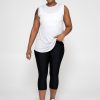 Women R2W BOYFRIEND TEE SLEEVELESS | White Slinky To Touch - Mesh V Back Sleeveless Boyfriend Tee