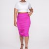 Women R2W SKIRTS | Pink Soft To Touch - Ruched Midi Skirt