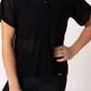 Women R2W BUTTON UP TEE | Black Net - Button Up Tee