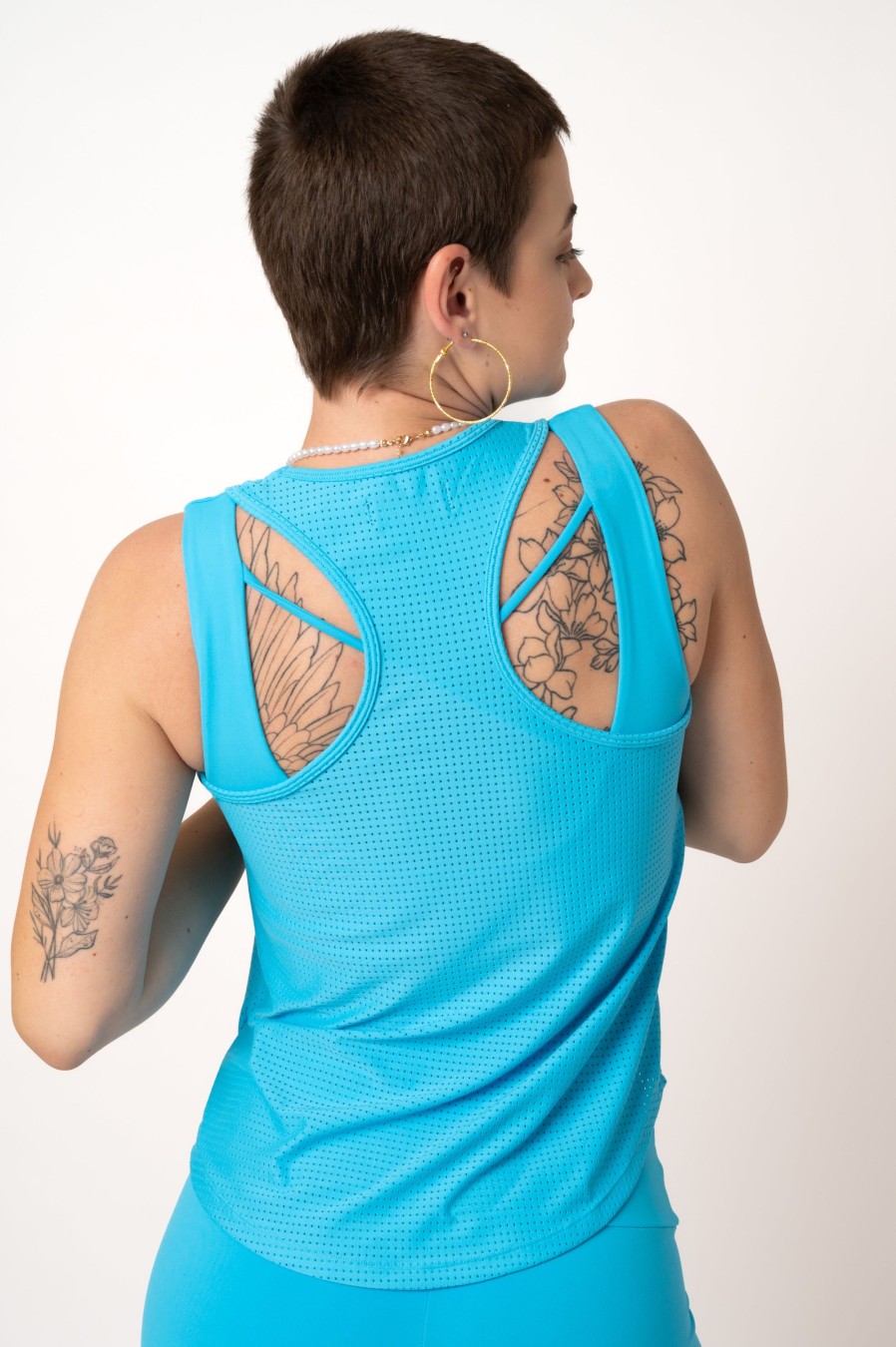 Women R2W TANK TOP | Aqua Bball Mesh - Racer Back Tank Top