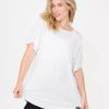 Women R2W BOYFRIEND TEE | White Slinky To Touch - Plain Boyfriend Tee