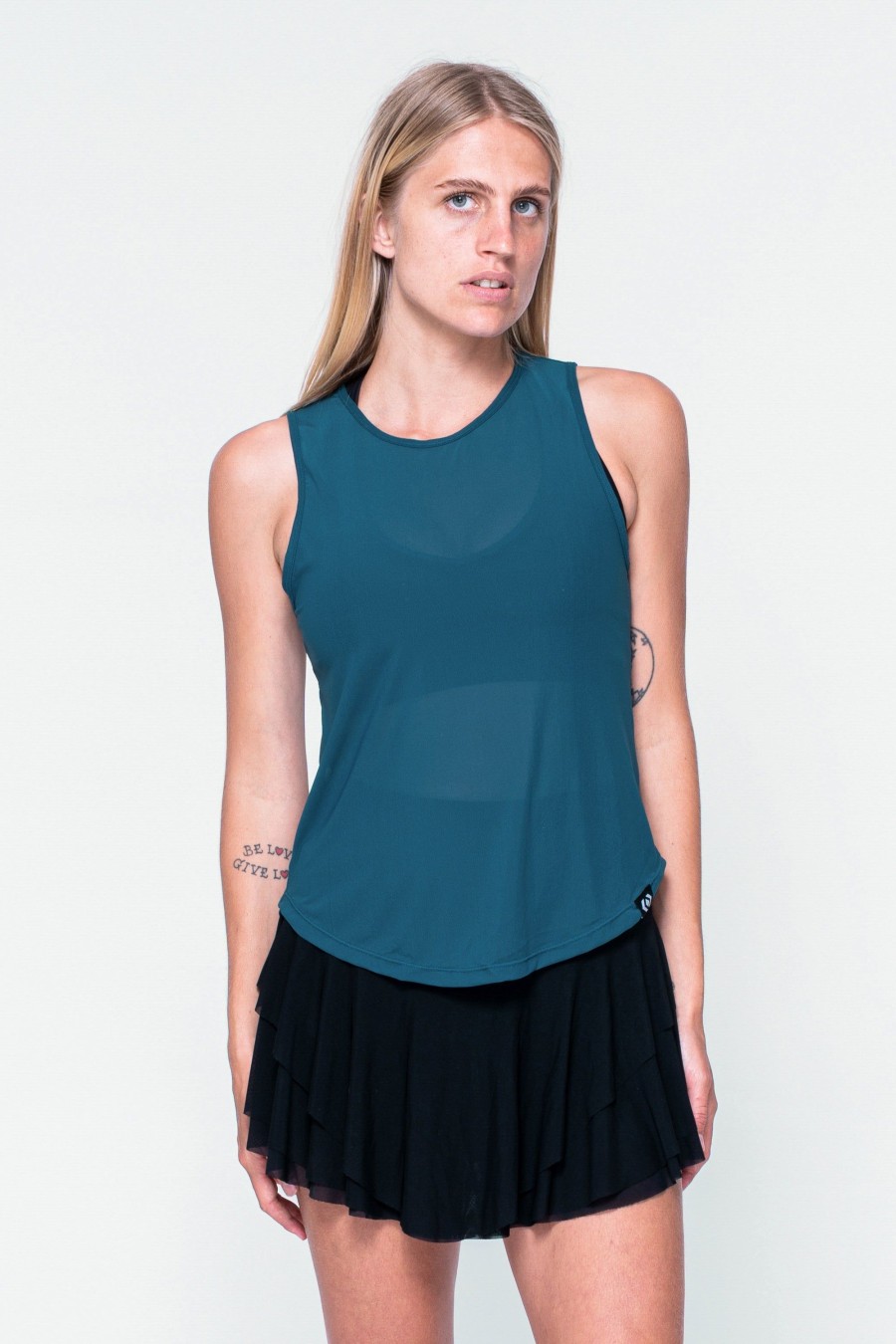 Women R2W TANK TOP | Dark Teal Net - Muscle Back Tank