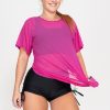 Women R2W BOYFRIEND TEE | Magenta Net - Plain Boyfriend Tee