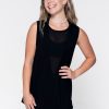 Women R2W BOYFRIEND TEE SLEEVELESS | Black Slinky To Touch - Net V Front Sleeveless Boyfriend Tee