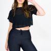 Women R2W CROPPED TEE | Black Net - Cropped Tee