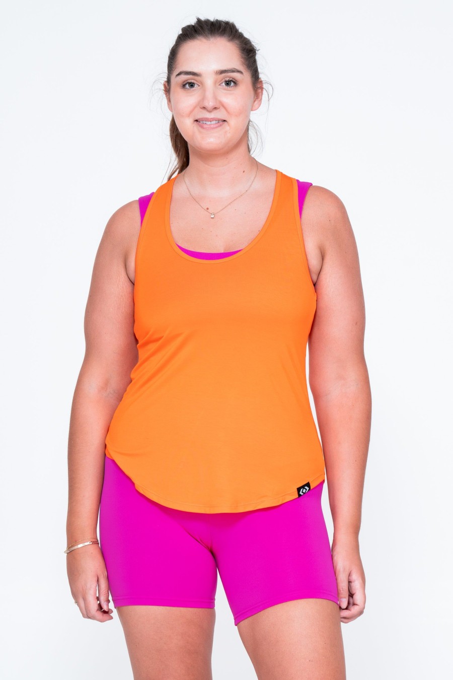 Women R2W TANK TOP | Orange Slinky To Touch - Racer Back Tank Top