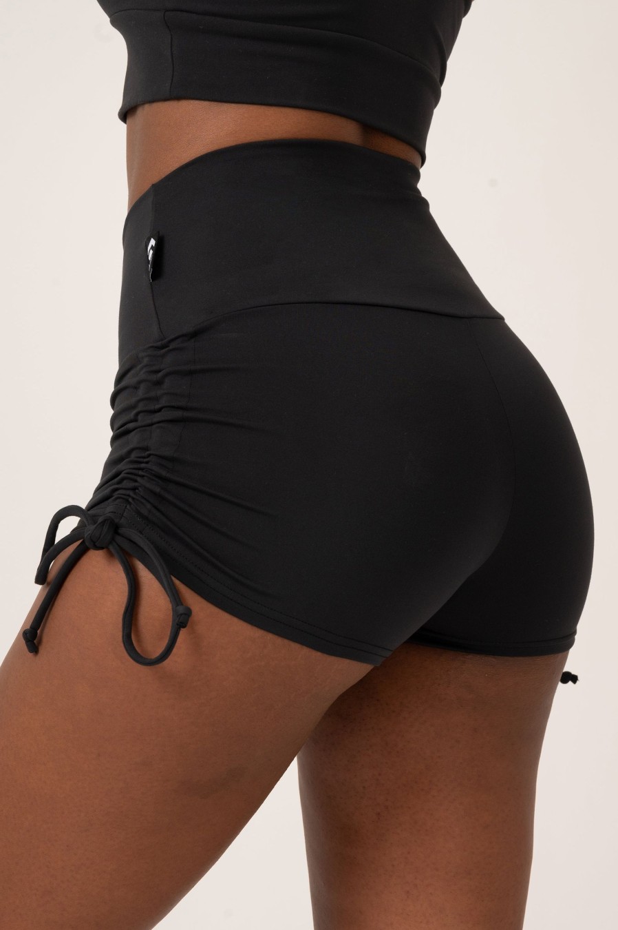 Women R2W TIE SIDE BOOTY SHORTS | Black Body Contouring - High Waisted Tie Side Booty Shorts