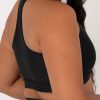 Women R2W CROP TOP | Black Performance - Deep V Cross Front Crop