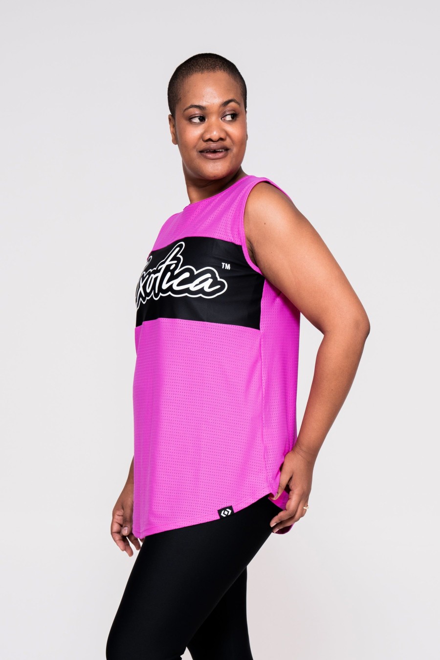 Women R2W BOYFRIEND TEE SLEEVELESS | Pink Bball Mesh - Sleeveless Exotica Boyfriend Tee