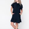 Women R2W DRESS | Black Slinky Silky - Boss Bish Tiered Mini Dress