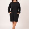 Women R2W DRESS | Black Soft To Touch - Lazy Girl Dress Sweater