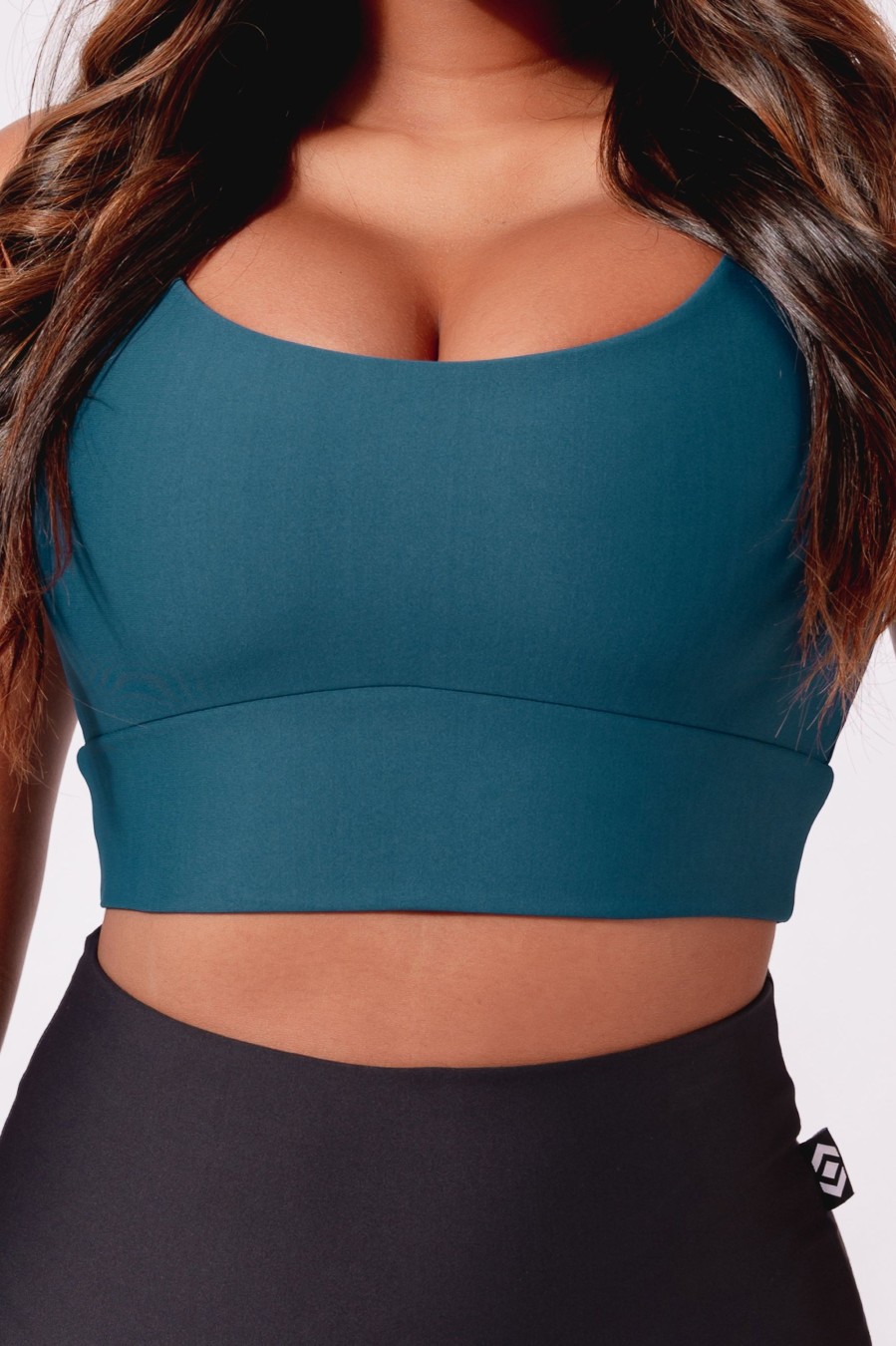 Women R2W CROP TOP | Dark Teal Performance - Scoop Neck Comfort Crop Top