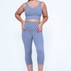 Women R2W CAPRI | Grey Body Contouring - Panel Pocket High Waisted Capri Leggings