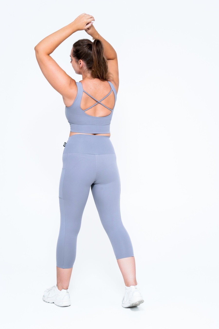 Women R2W CAPRI | Grey Body Contouring - Panel Pocket High Waisted Capri Leggings