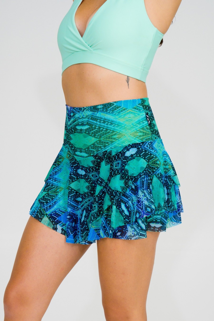 Women R2W SKORTS | Enchantment Aqua Net - High Waisted Ruffle Skort