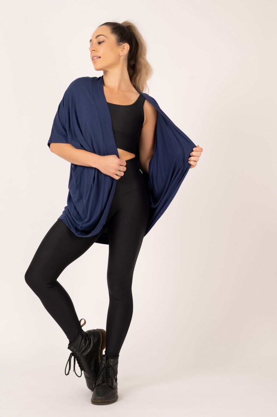 Women R2W KIMONO | Dark Navy Slinky To Touch - Midi Kimono