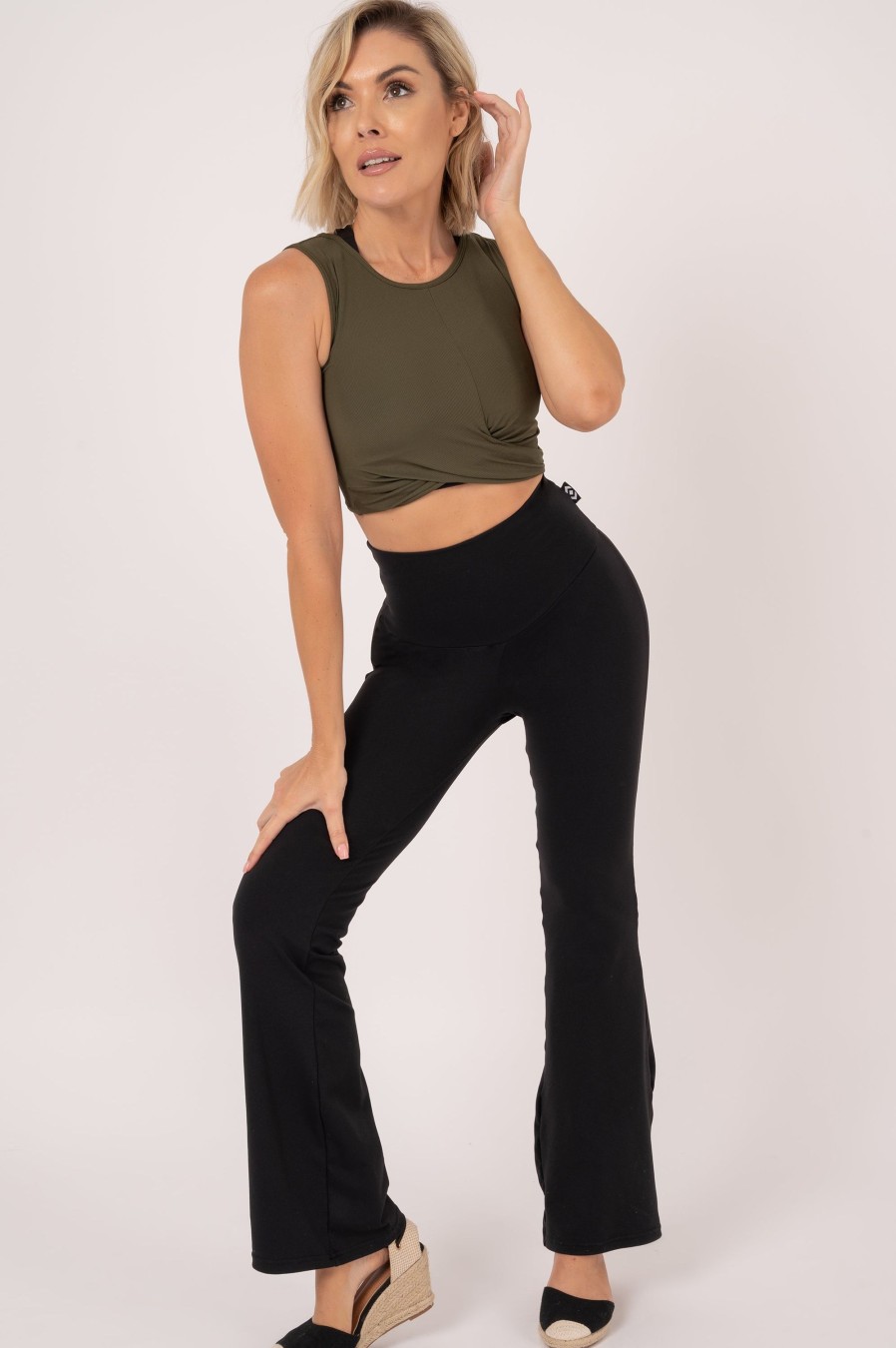 Women R2W BOOTLEG | Black Comfy Cotton - High Waisted Bootleg Pant